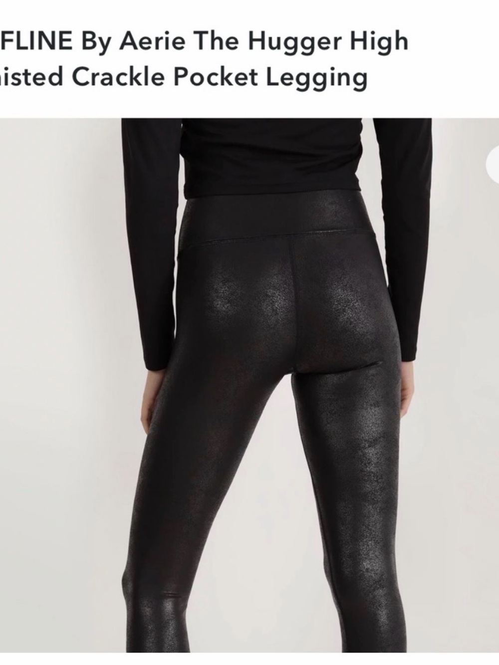 aerie Black Crackle High-Rise Hugger Leggings size small